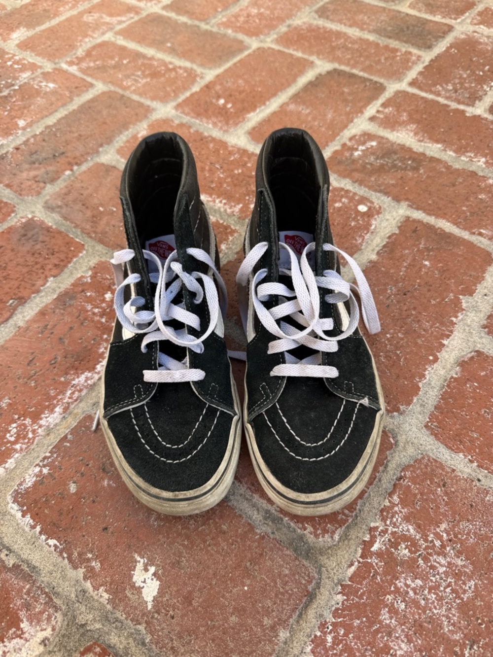 Vans Black and White Sk8-Hi Suede Canvas Sneakers